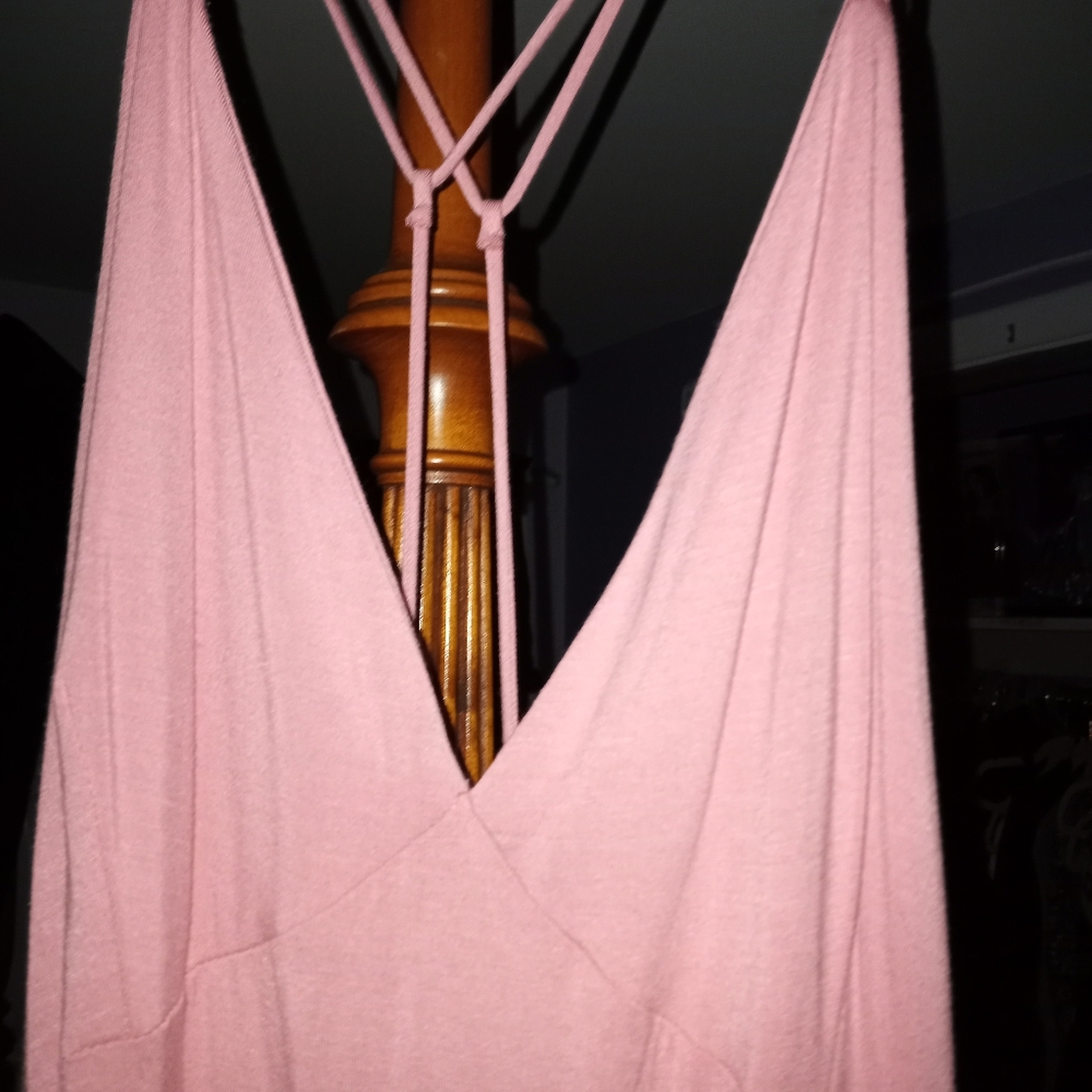 Pink criss criss cross back halter dress